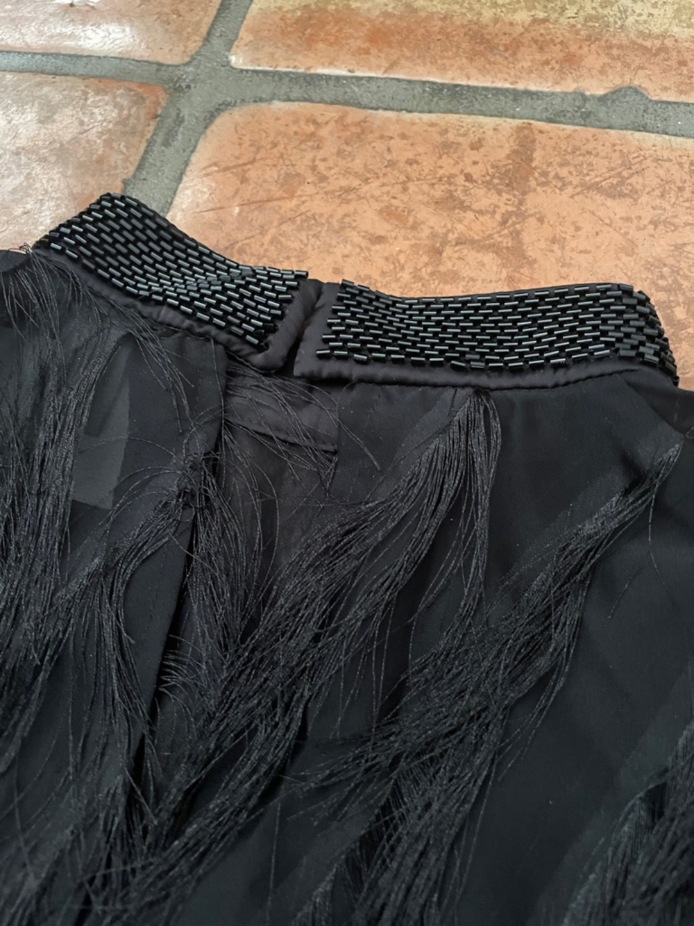 H&M Edition Feather Texture Sequin Mock Neck Black Blouse Size S New NWT - Picture 12 of 14